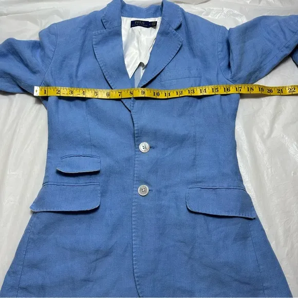POLO Ralph Lauren single breasted linen Chambray Blue blazer sz 0