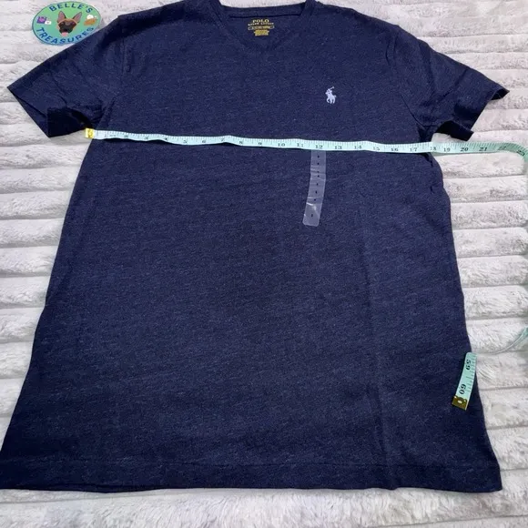 Polo Ralph Lauren Small Classic Fit Soft Cotton V-Neck Shirt Derby Blue Heather