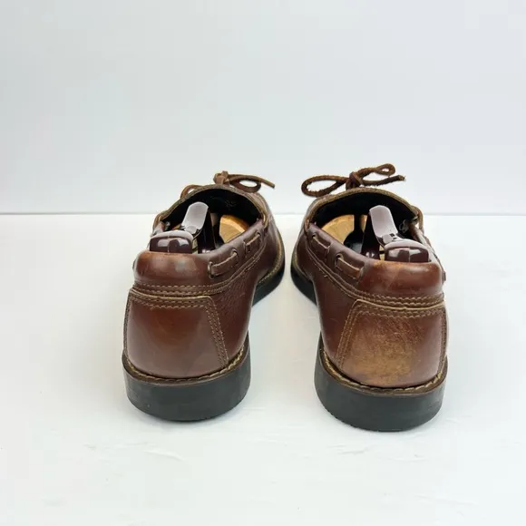 Polo Sport Ralph Lauren Classic Brown Leather Boat Shoes Moc-Toe Design Size 10D