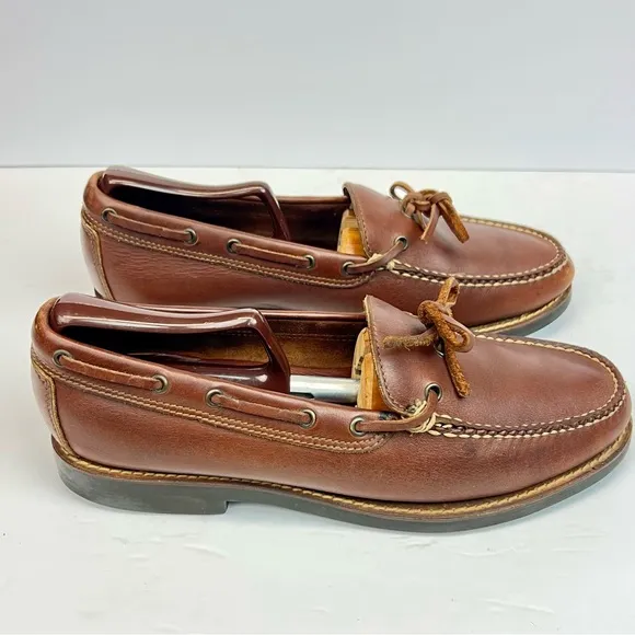 Polo Sport Ralph Lauren Classic Brown Leather Boat Shoes Moc-Toe Design Size 10D