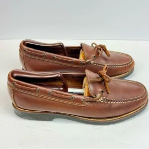 Polo Sport Ralph Lauren Classic Brown Leather Boat Shoes Moc-Toe Design Size 10D