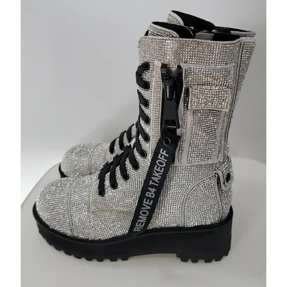 Poster Girl Billionaire Bling Combat Boots