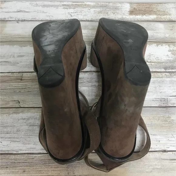 PRADA Dark Brown Suede Wedges 37.5