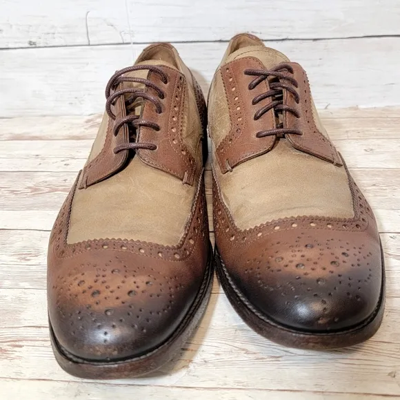 PRADA DERBY FULL BROGUE SHOES  BROWN LEATHER US 8