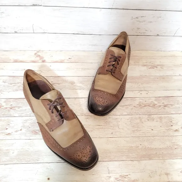 PRADA DERBY FULL BROGUE SHOES  BROWN LEATHER US 8