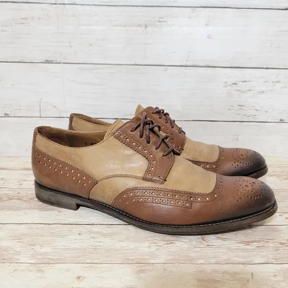 PRADA DERBY FULL BROGUE SHOES  BROWN LEATHER US 8