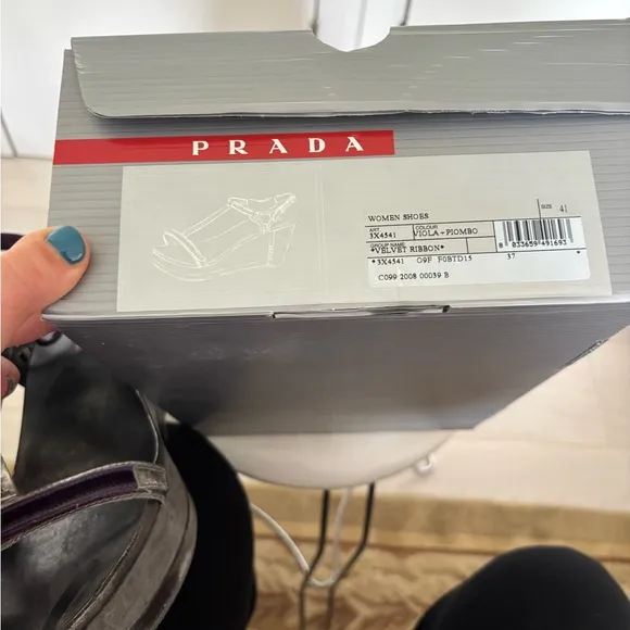 Prada Purple and Silver Wedges with Elegant Straps