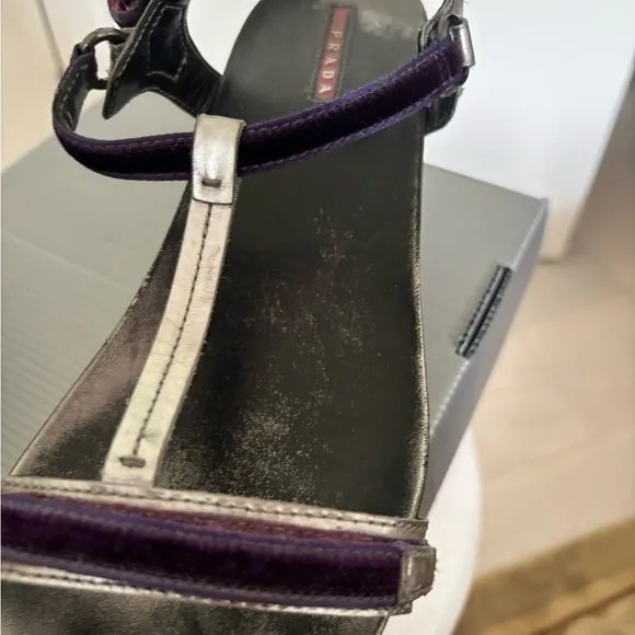 Prada Purple and Silver Wedges with Elegant Straps