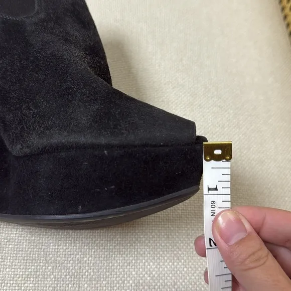 Prada Suede Peep Toe Ankle Boot Wedges