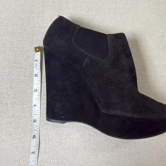 Prada Suede Peep Toe Ankle Boot Wedges