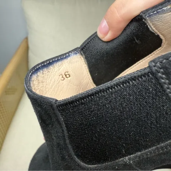 Prada Suede Peep Toe Ankle Boot Wedges