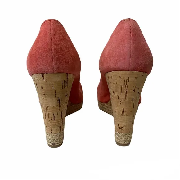 Prada Suede Peep Toe Cork Wedges