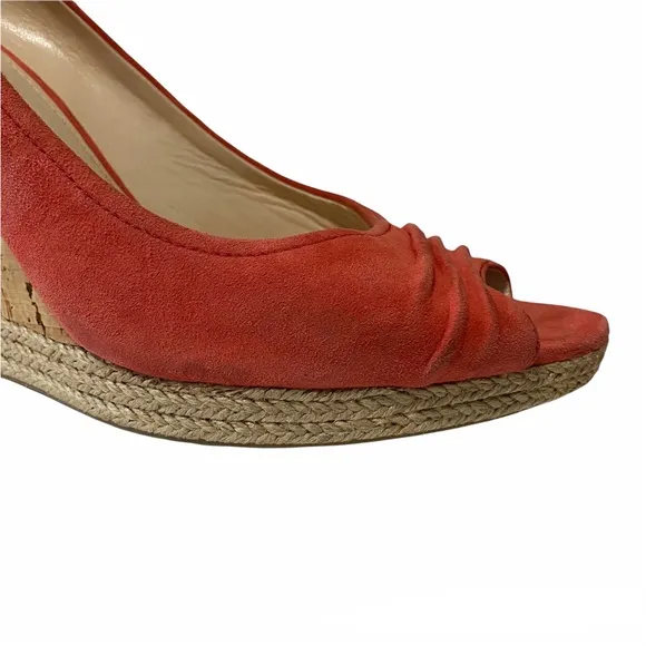 Prada Suede Peep Toe Cork Wedges