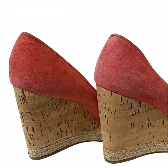 Prada Suede Peep Toe Cork Wedges