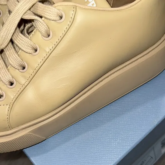 Prada Tan Leather Sneakers Classic Low-Top Design