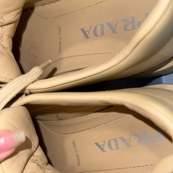 Prada Tan Leather Sneakers Classic Low-Top Design