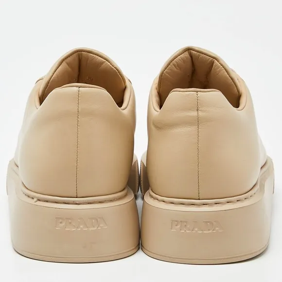 Prada Tan Leather Sneakers Classic Low-Top Design