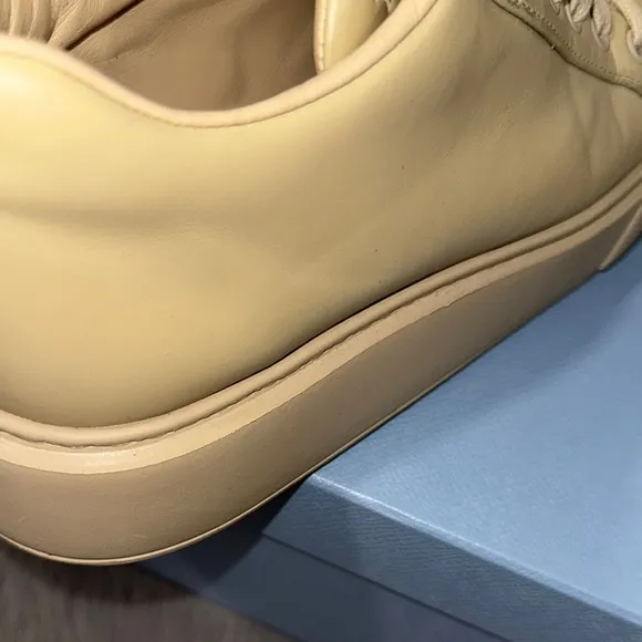 Prada Tan Leather Sneakers Classic Low-Top Design