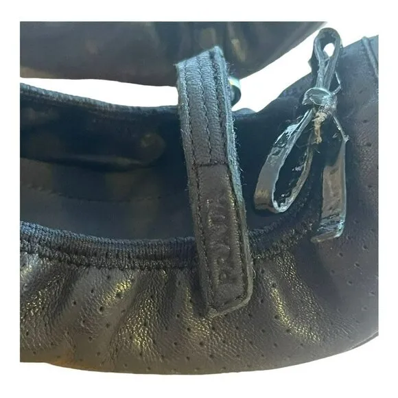 Prada Toddler Girls Mesh Leather Ballet Flat Shoes Preowned Size 11.5