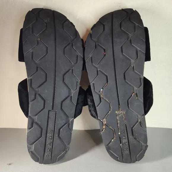 Prada Velvet Two-band Flat Slide Sandal In Black Sz EU 37 US 7