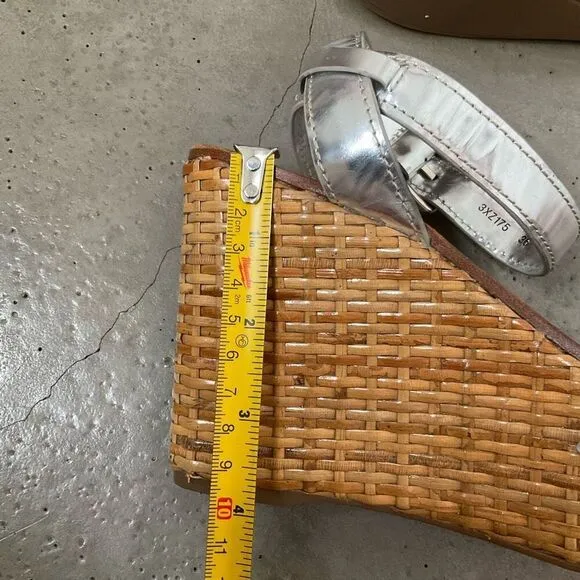 Prada Woven Metallic Wedges