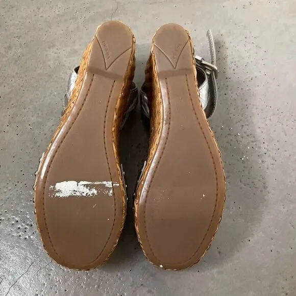 Prada Woven Metallic Wedges