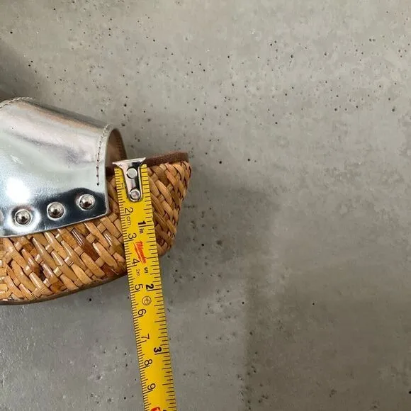 Prada Woven Metallic Wedges