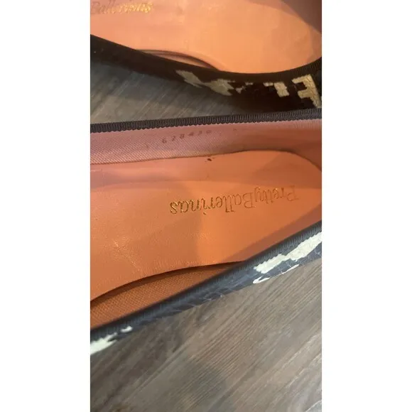 Pretty Ballerinas Rosario Round Toe Leather Python Ballet Flats Black Cream