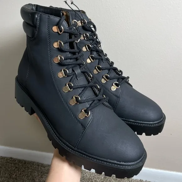 Primark Black Lace Up Hiker Boots | Size 9 | NWT