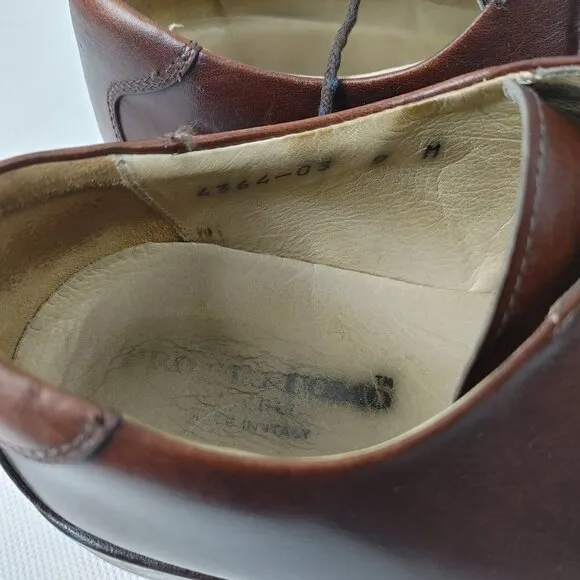 Pronto Uomo FIRENZE Made In Italy Oxford Lace Up Brown Leather Men's Sho…