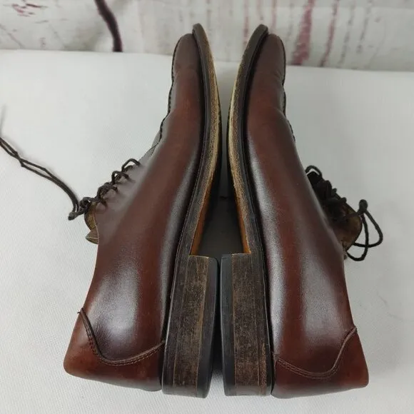 Pronto Uomo FIRENZE Made In Italy Oxford Lace Up Brown Leather Men's Sho…