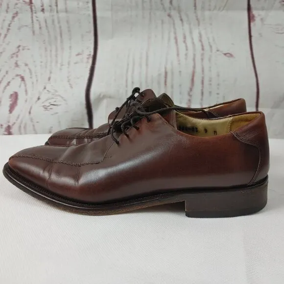 Pronto Uomo FIRENZE Made In Italy Oxford Lace Up Brown Leather Men's Sho…