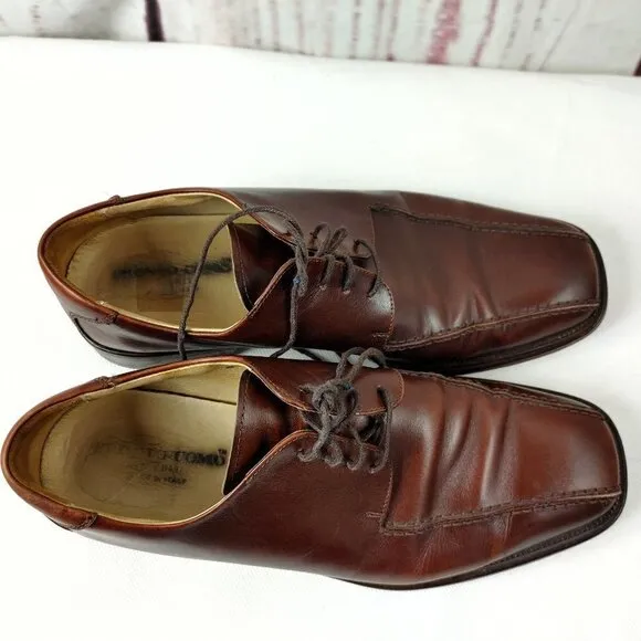Pronto Uomo FIRENZE Made In Italy Oxford Lace Up Brown Leather Men's Sho…