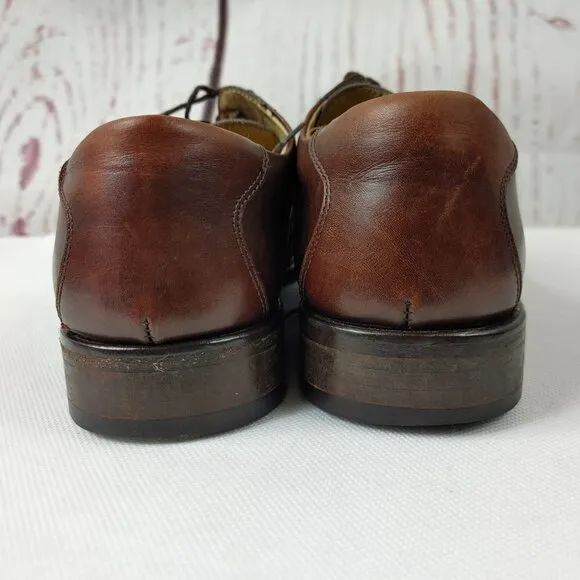 Pronto Uomo FIRENZE Made In Italy Oxford Lace Up Brown Leather Men's Sho…