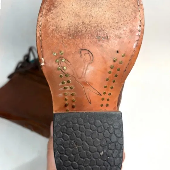 PS Kaufman Leather Cognac Tall Raceway Lace Up Boots | 7