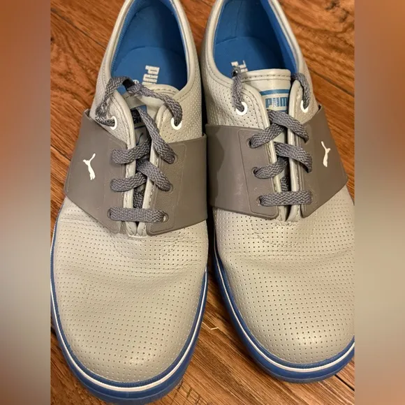 Puma‎ Men Casual Two Tone Gray Blue Shoes Sneakers Lace Up Work Size 10.5