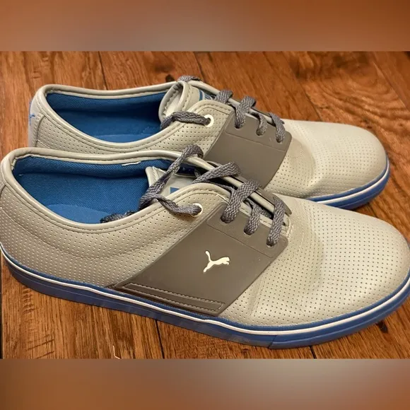Puma‎ Men Casual Two Tone Gray Blue Shoes Sneakers Lace Up Work Size 10.5