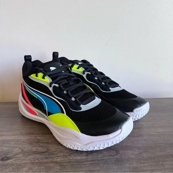 Puma Playmaker Pro Jet Black Lime Squeeze Men's Shoe Size 8 #B1662