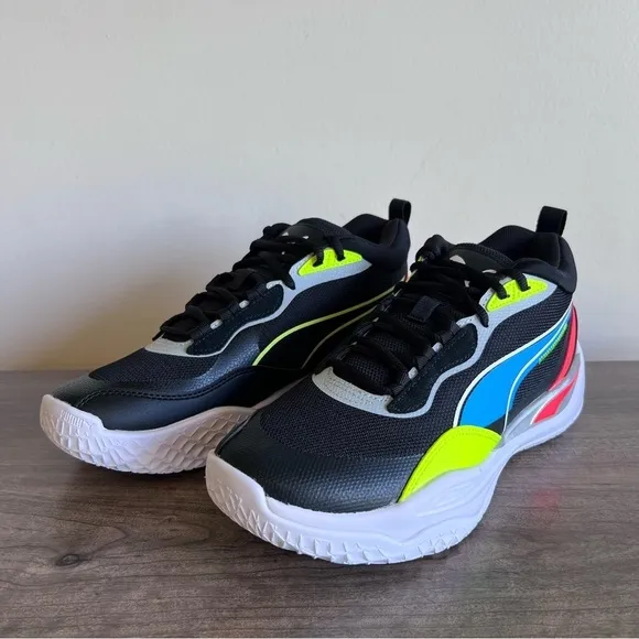 Puma Playmaker Pro Jet Black Lime Squeeze Men's Shoe Size 8 #B1662