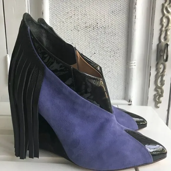 PURPLE SUEDE BRAZILIAN FRINGE  WEDGES