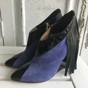 PURPLE SUEDE BRAZILIAN FRINGE  WEDGES