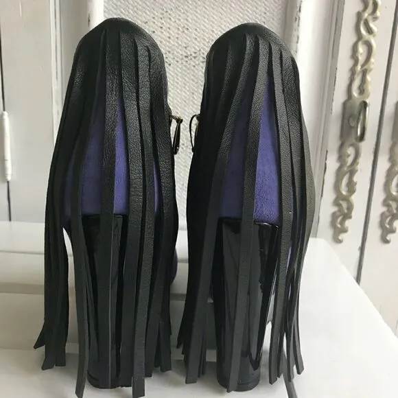 PURPLE SUEDE BRAZILIAN FRINGE  WEDGES