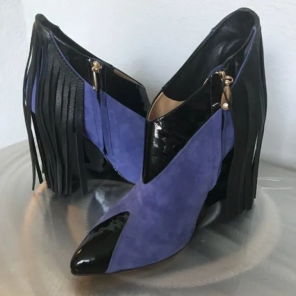 PURPLE SUEDE BRAZILIAN FRINGE  WEDGES