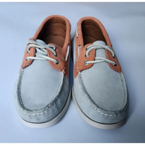 Quoddy Boat Shoe Mens Size 10 Orange Green Classic Leather Made In USA Maine NIB