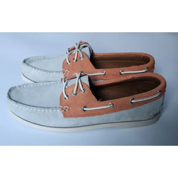 Quoddy Boat Shoe Mens Size 10 Orange Green Classic Leather Made In USA Maine NIB