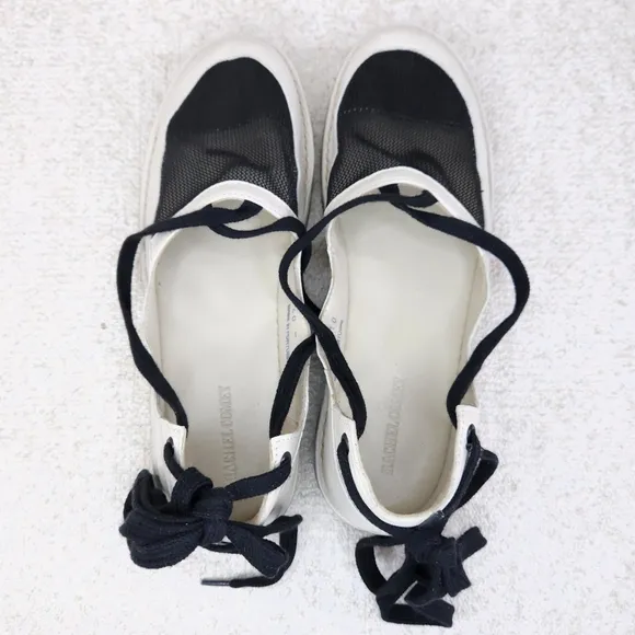Rachel Comey Frisco Espadrille Flats Leather &amp; Mesh Ankle Wrap Tie