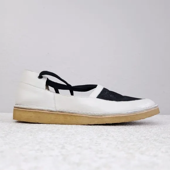 Rachel Comey Frisco Espadrille Flats Leather &amp; Mesh Ankle Wrap Tie