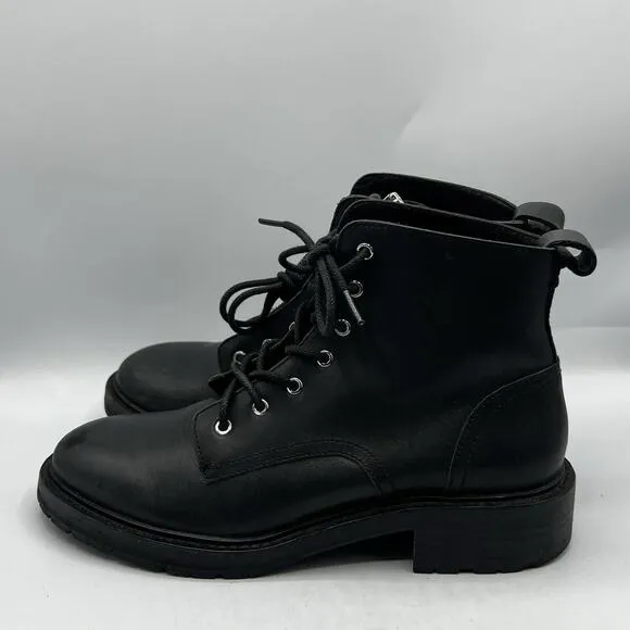 Rag &amp; Bone Boots Womens 8 EU 38 Black Leather Ankle Vibram Cannon Zip Combat