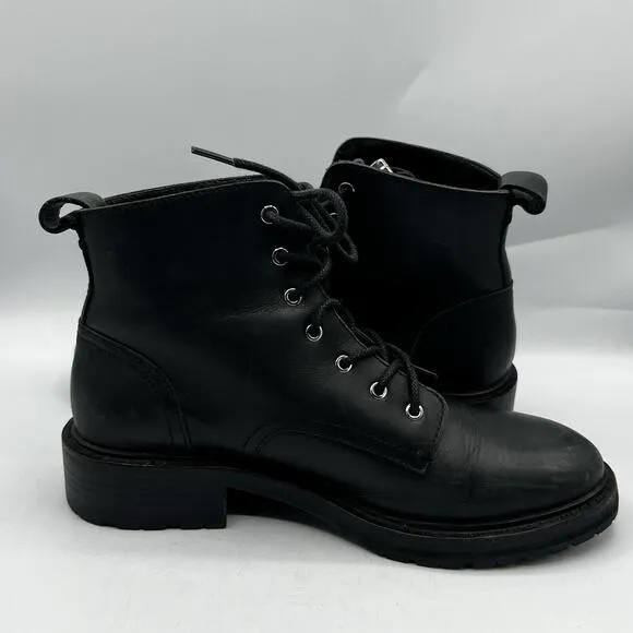 Rag &amp; Bone Boots Womens 8 EU 38 Black Leather Ankle Vibram Cannon Zip Combat