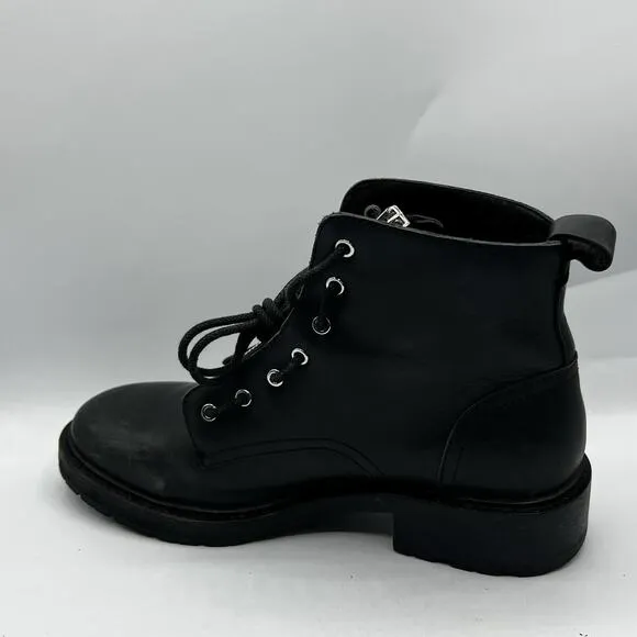 Rag &amp; Bone Boots Womens 8 EU 38 Black Leather Ankle Vibram Cannon Zip Combat